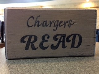 Chargers read sign
